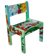 A small Childs chair with an animal painted theme